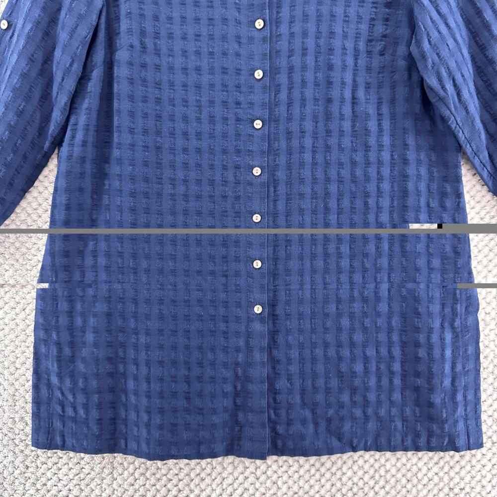 J Jill Tunic Everyday Blouse Womens S Blue Cotton Button Front Shirt Semi Sheer - Picture 3 of 13